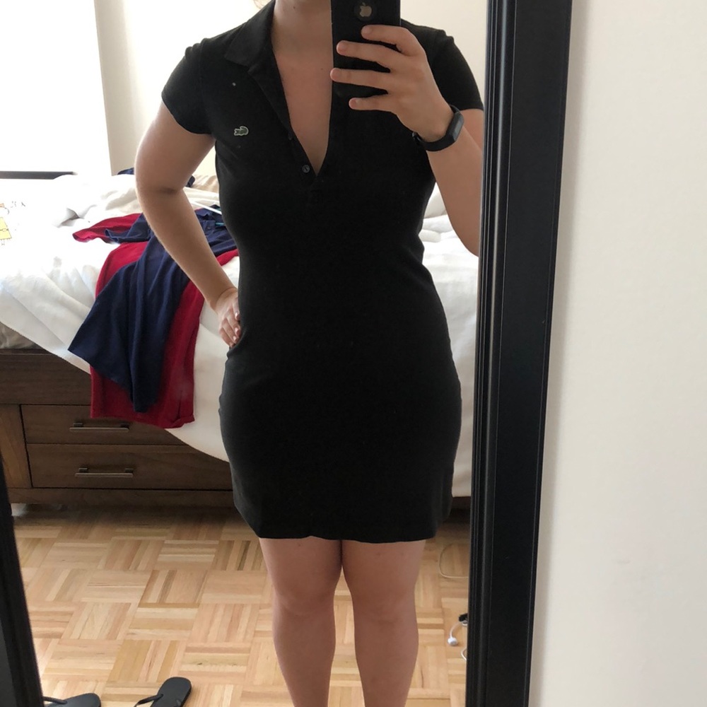 Black Lacoste short sleeve polo dress